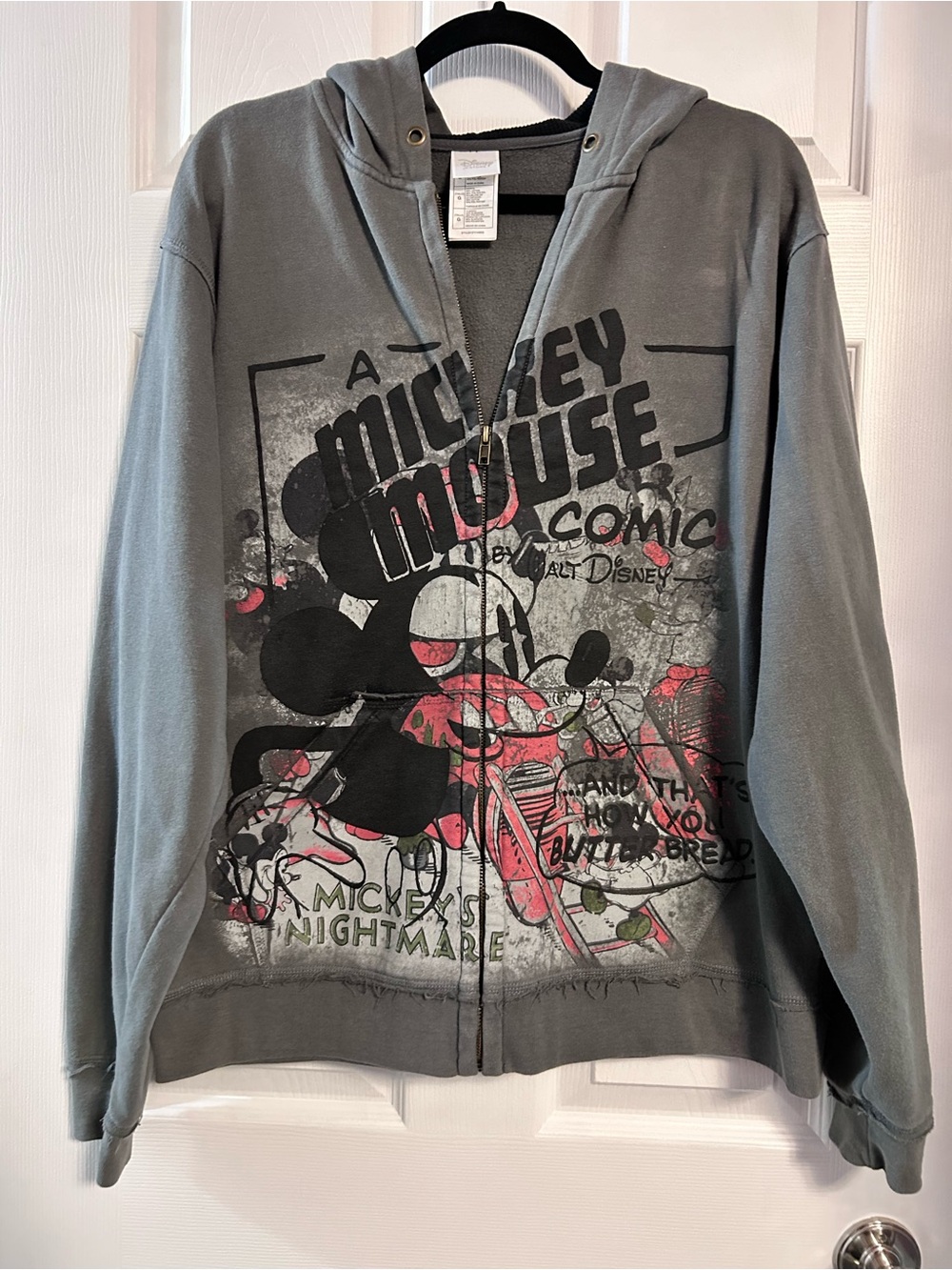 Disney Mickey Mouse Gray Zip-Up Hoodie Sweatshirt